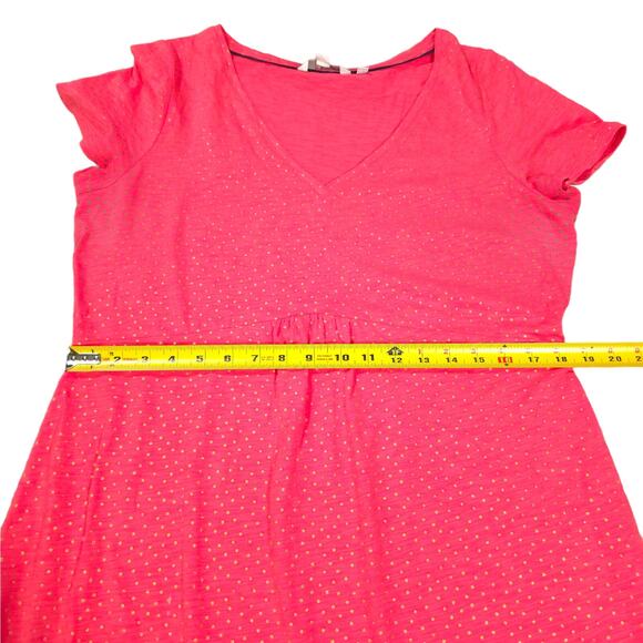 Boden Gold Metallic Polka Dot Short Sleeve Dress Women Size 12R Peplum Tiered - Picture 7 of 9